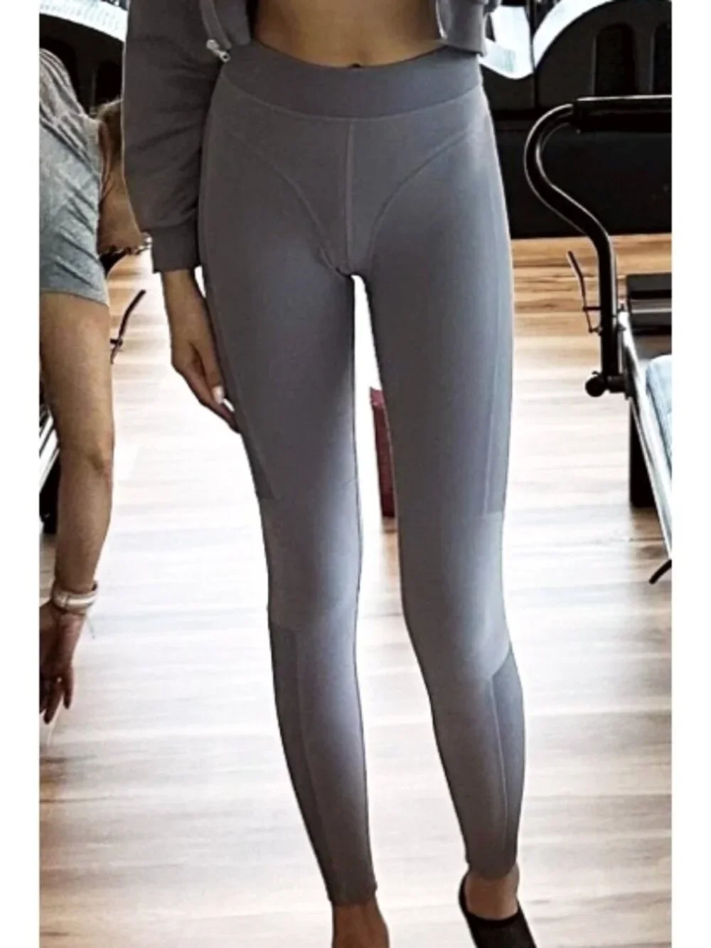Alo Alosoft High Waist Head Start Leggings Fog Hi-Rise Waisted Ribbed Tights XS